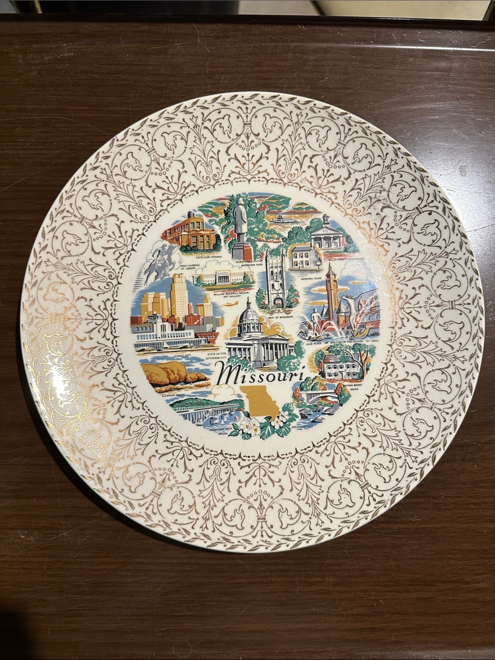 Missouri Souvenir Decorative Plate - White and Multicolor